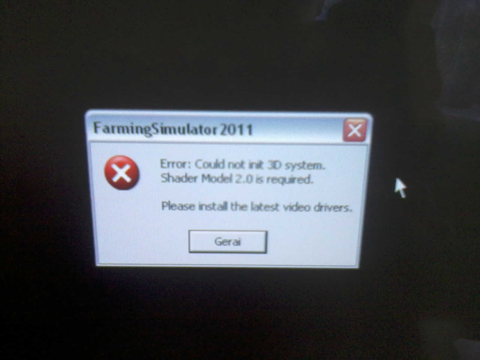 Farming Simulator 2011 Error